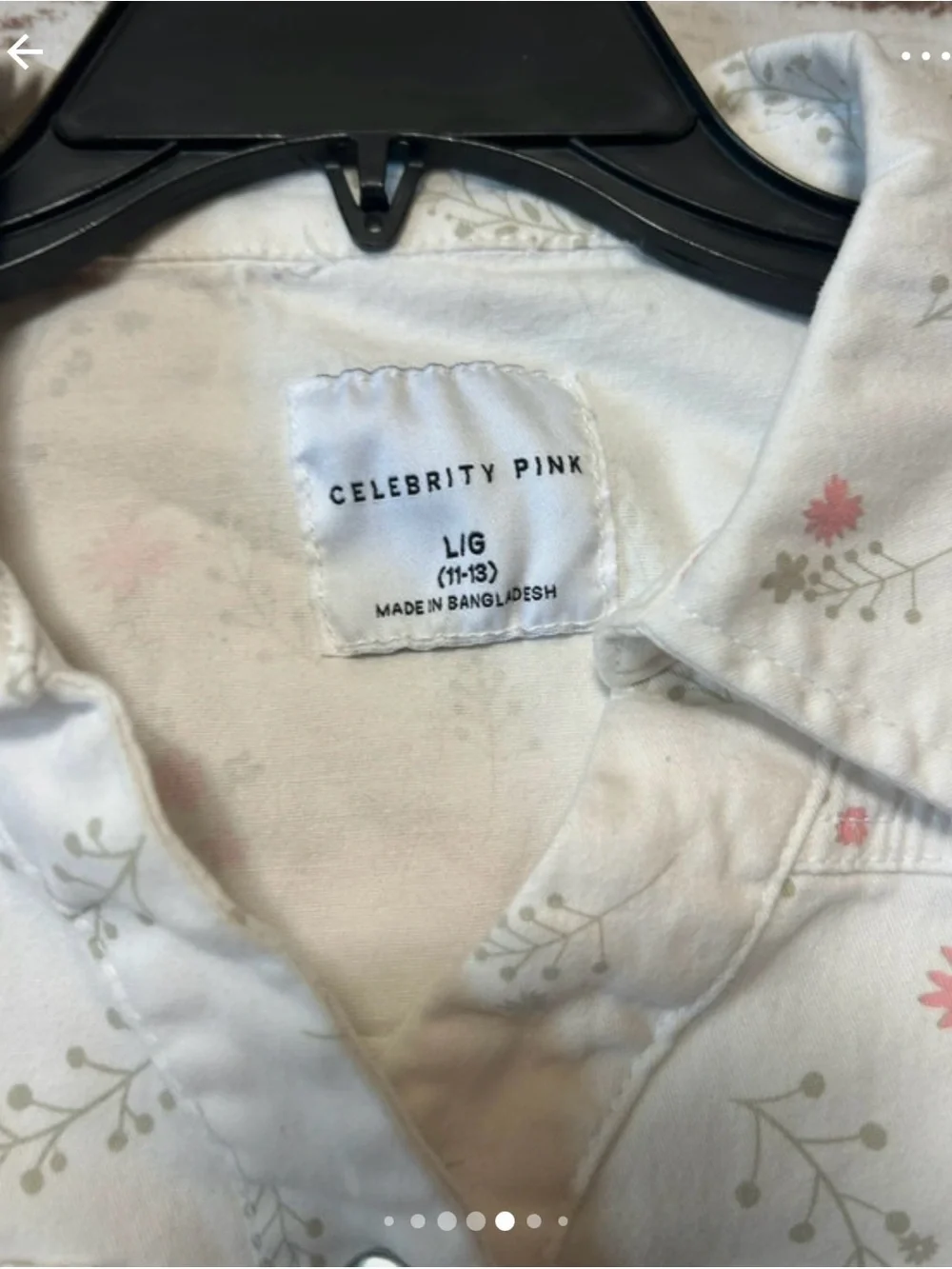 Celebrity Pink Girls L 11-13 Floral Denim Utility Romper Button Front Cotton